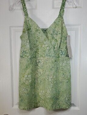 NWT Nomadic Traders Green Flowy Floral Tank Top Babydoll Size Large
